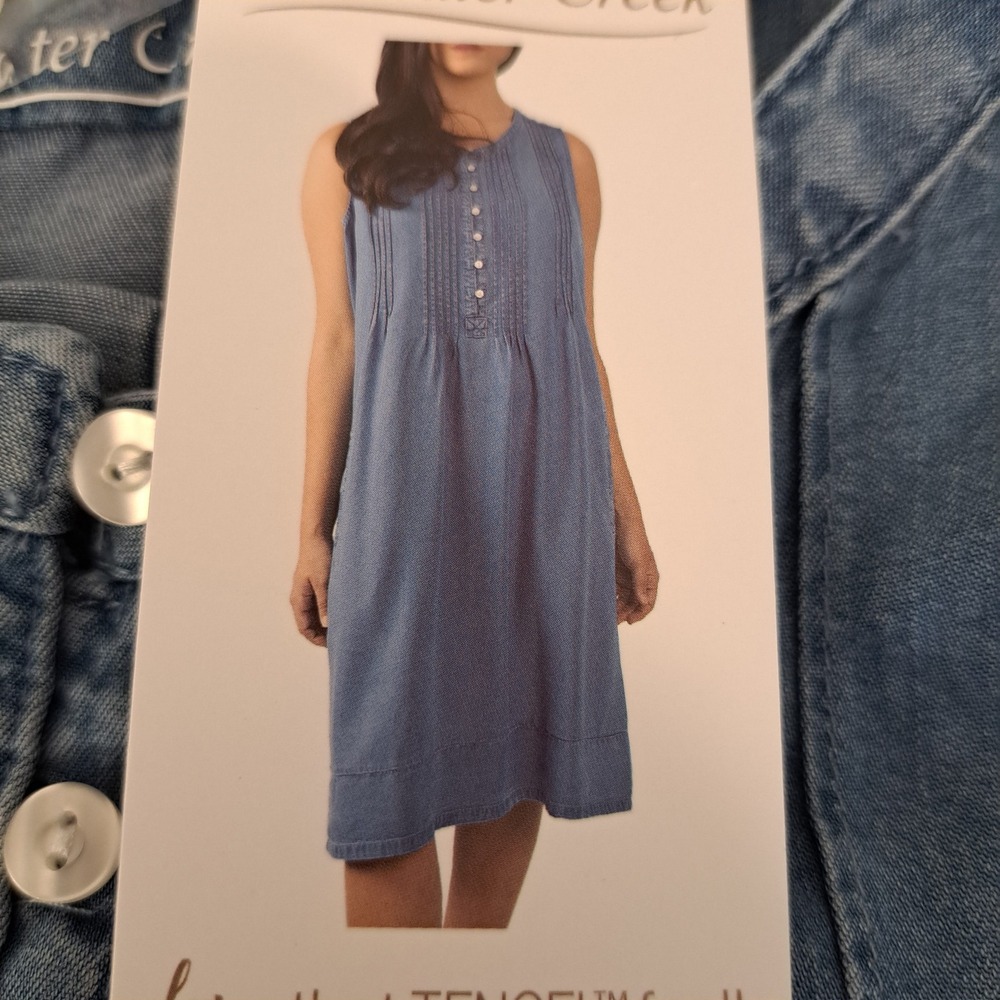 Coldwater Creek Womens Tunic Dress M Blue NWT Pintuck Tencel 1806-238